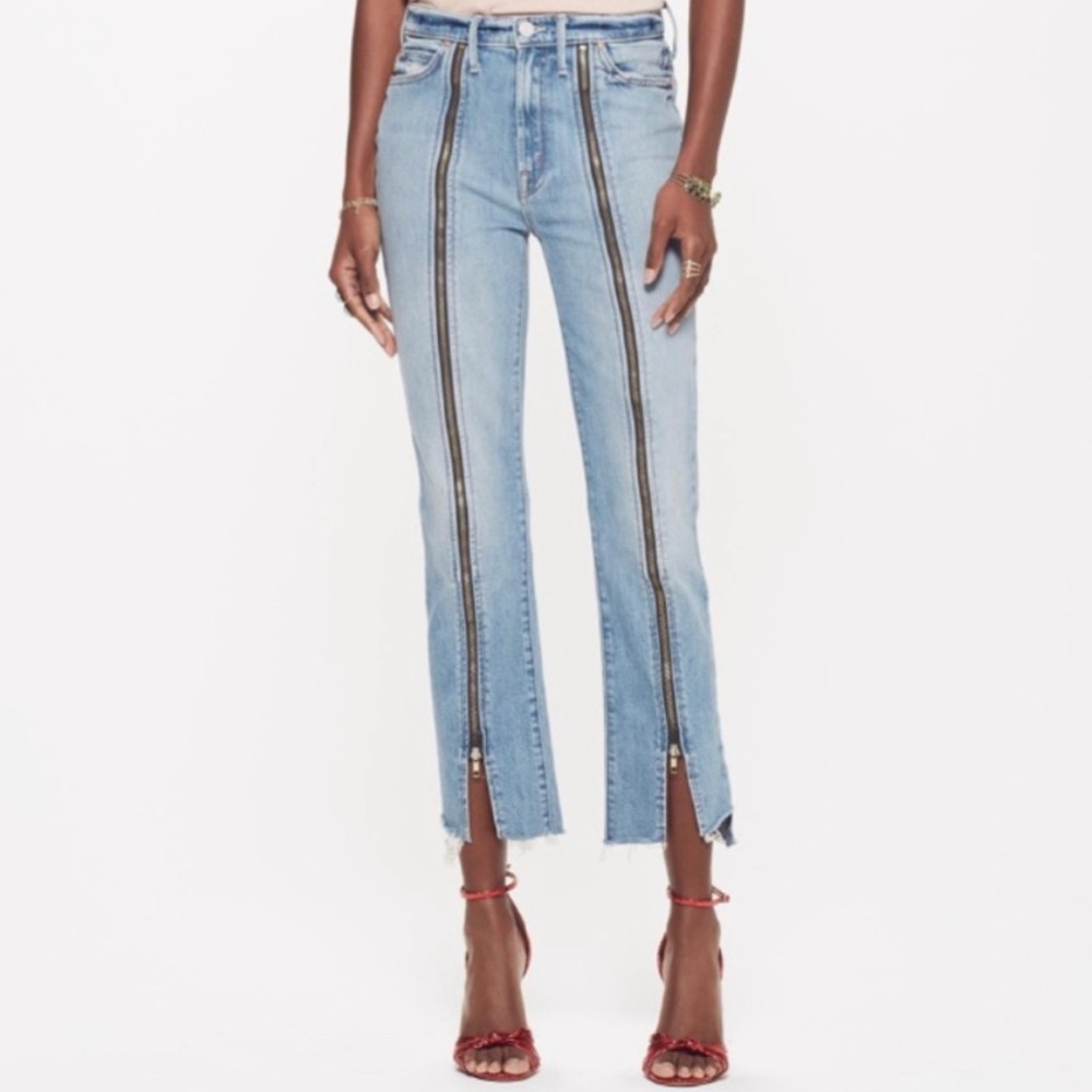 Mother High Waisted Rascal Zip Step Fray Jeans